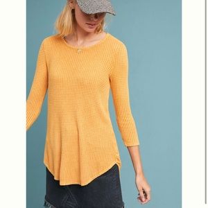 Anthro Eri + Ali Franconia waffle top - mustard yellow